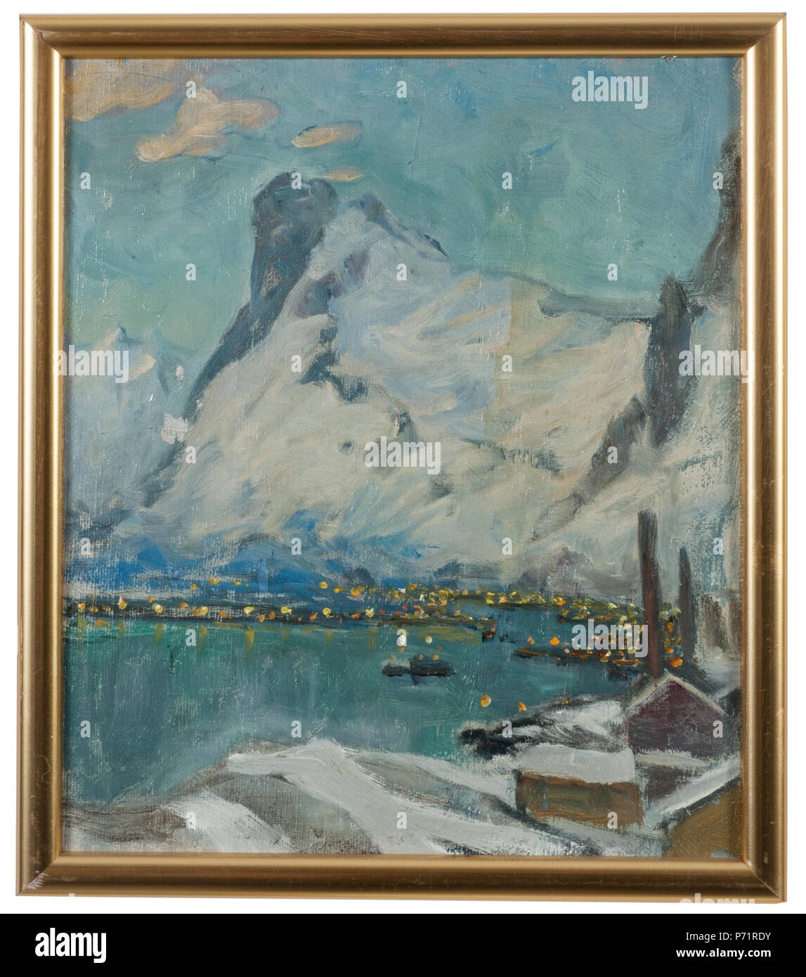. Englisch: Lofoten im Abendlicht. Studie Svenska: Lofoten i aftonljus. Studie 1915 156 Lofoten im Abendlicht. Studie (Anna Boberg) - Nationalmuseum -20490 Stockfoto