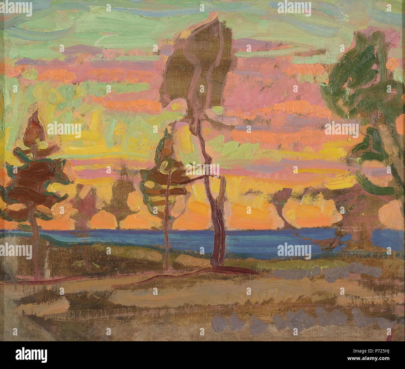 Deutsch: Nikolai Triik's oome maastik' (1914) õli lõuendil, 37,2 x 45,0 cm. Englisch: Nikolai Triik "finnische Landschaft", 1914, Öl / Leinwand. . 30 Juli 2013, 18:09:44 44 NIKOLAI TRIIK 1914 Soome maastik Stockfoto