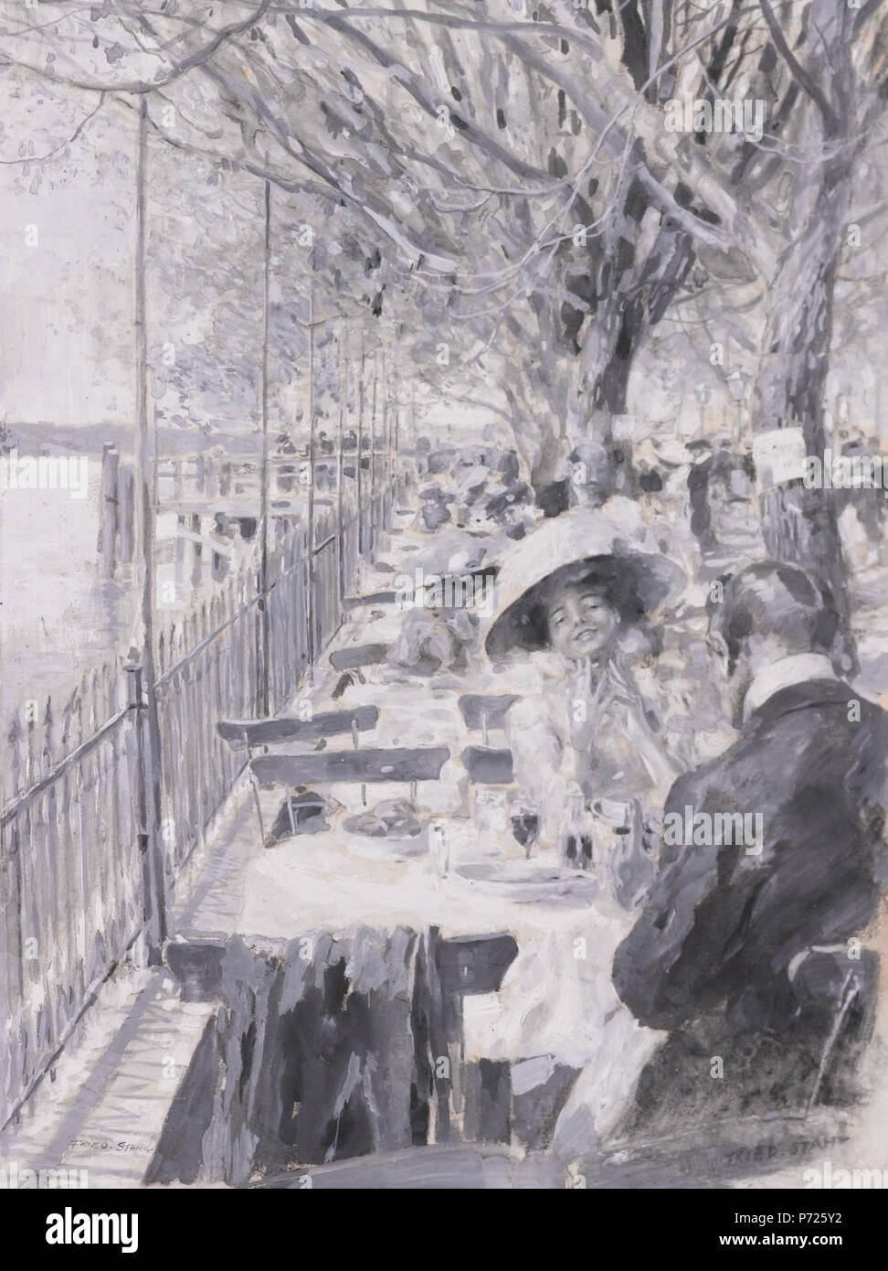 Deutsch: Friedrich Stahl: Ein Pessimist. Gouache auf Papier, 25,3 x 19,1 cm, signiert unten rechts und links: Fried. STAHL. 1910 13 Friedrich Stahl - Pessimist Stockfoto