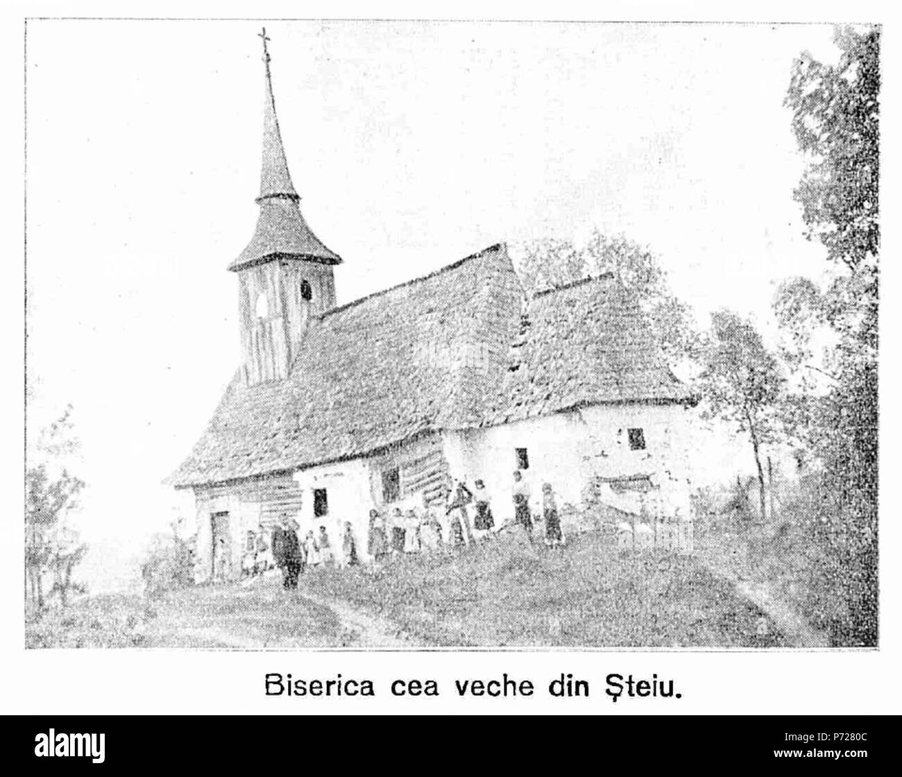 Englisch: Holzkirche in Tei, Bihor, Rumänien. Nicht mehr vorhanden. Român: Biserica de Mal din tei, Bihor. Disprut. 29 Januar 2014, 08:32:45 14 Stei BH Stockfoto