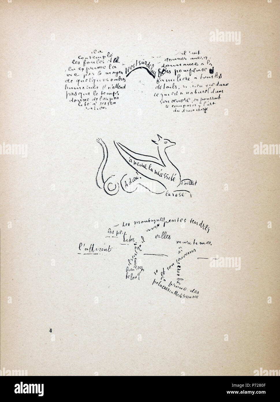 Englisch: Guillaume Apollinaire (1880-1918), Calligram. Veröffentlicht 1920 43 Guillaume Apollinaire, Calligram Stockfoto