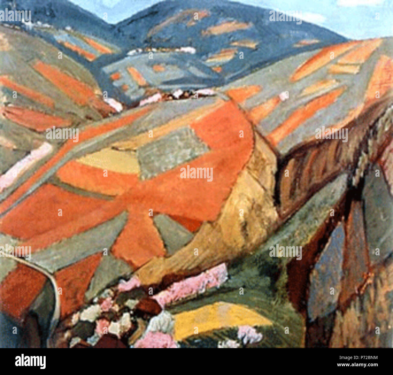 Englisch: Hoch kultivierten Hügel, von fujishima Takeji, Ohara Museum of Art, Kobe, Okayama, Japan 日本語: 耕到天 藤島武二筆. 1938 19 hoch kultivierten Hügel von fujishima Takeji (Ohara Museum für Kunst) Stockfoto