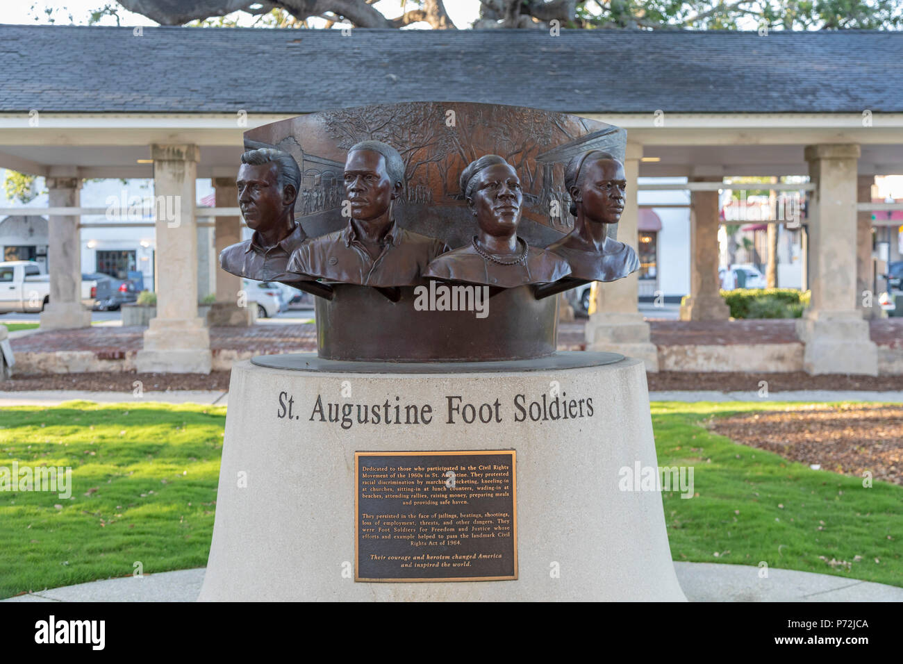 St. Augustine, Florida - ein Denkmal für diejenigen, die in der Bürgerrechtsbewegung der 1960er Jahre in St. Augustine teilgenommen. Aktivisten erfahrener Verhaftung Stockfoto