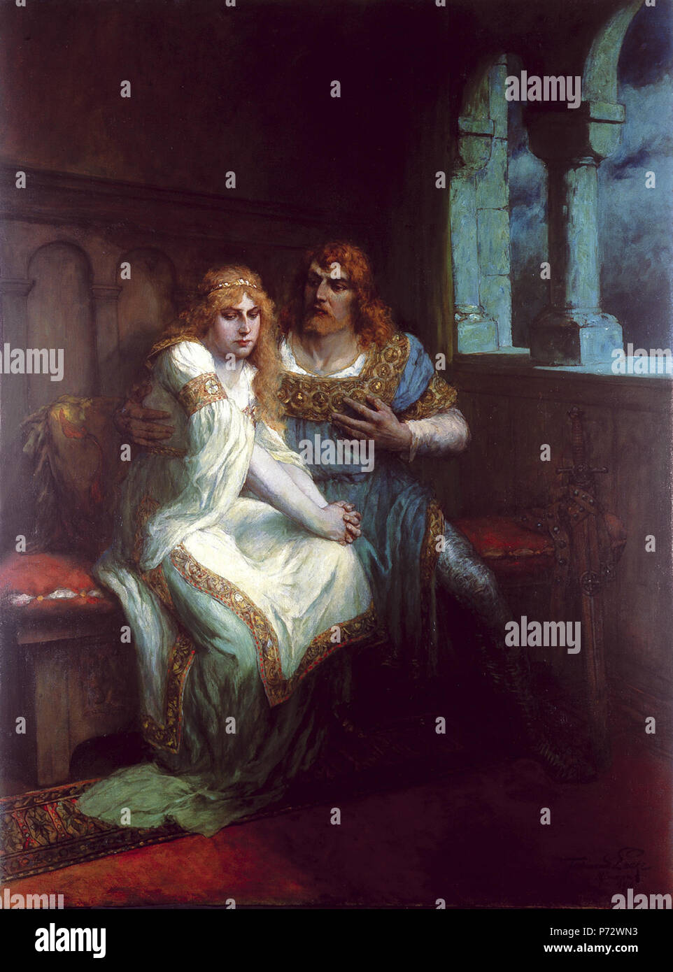 Englisch: Lohengrin von Deutschen Maler Ferdinand Leeke, Öl auf Leinwand, 135,5 × 100 cm eština: Obraz Lohengrin nmeckého malíe Ferdinanda Leekeho, olej na plátn, 135,5 × 100 cm. 1916 31 Ferdinand Leeke - Lohengrin 1916 Stockfoto