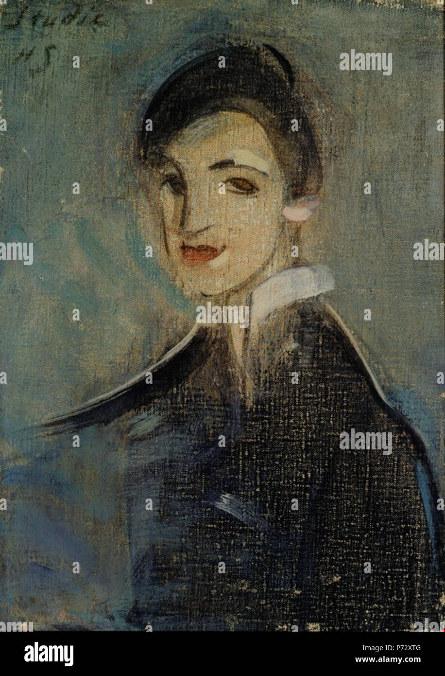 . Deutsch: Laulajatar, musta Englisch: Sänger in Schwarz Svenska: Sångerskan ich Svart 1917 19 Helene SCHJERFBECK - Laulajatar, Musta (1917) Stockfoto