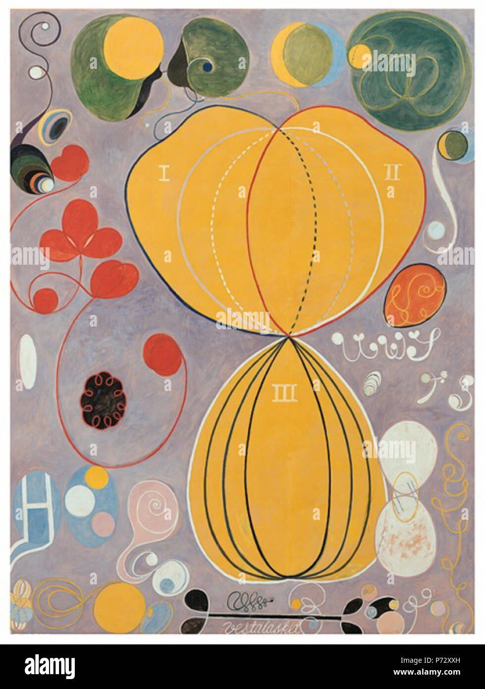 Hilma af Klint: Die zehn größten, Nr. 7, 1907 Öl und Tempera auf Papier, 328 x 240 cm. 1907 19 Hilma af Klint - 1907 - Die zehn größten - Keine 7. Stockfoto