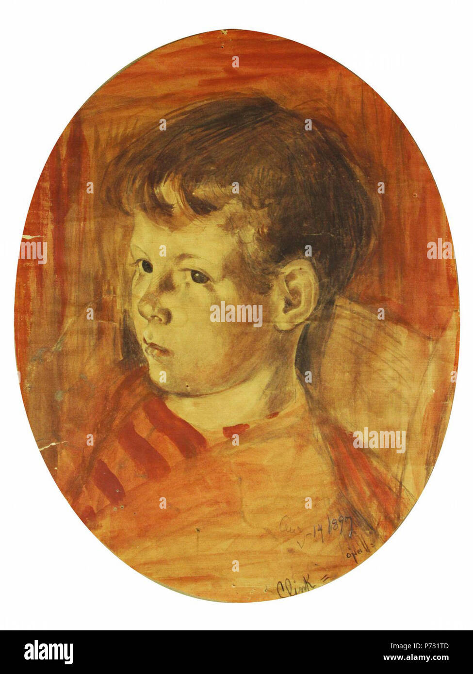 Englisch: Portrait von Clink von Rose O'Neill 1897, Feder und Tinte mit Graphit und Aquarell auf Papier, die O'Neill Stiftung. 1897 38 Porträt von Clink von Rose O'Neill, 1897 Stockfoto