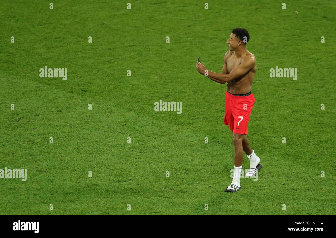 Moskau, Russland. 03 Juli, 2018. Fußball, Fußball-WM, runde 16, Kolumbien vs England an der Spartak Stadium. England's Jesse Lingard. Credit: Christian Charisius/dpa/Alamy leben Nachrichten Stockfoto