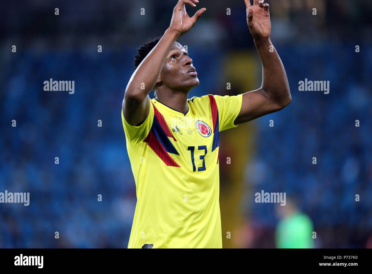 Moskau, Russische. 03 Juli, 2018. 03.07.2018. Moskau, Russland: YERRY MINA ERGEBNIS DER GOL AM LETZTEN MINUT in der Runde-16 FIFA WM 2018 Russland Fußball Match zwischen Kolumbien VS ENGLAND in Spartak Stadium. Credit: Unabhängige Fotoagentur/Alamy leben Nachrichten Stockfoto