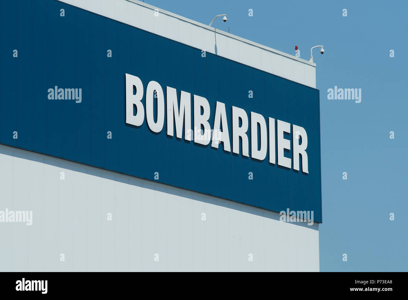 Mirabel, Kanada, 4. Juli 2018. Bombardier Zeichen außerhalb des Montagewerks in Mirabel, Quebec. Credit Mario Beauregard/Alamy leben Nachrichten Stockfoto