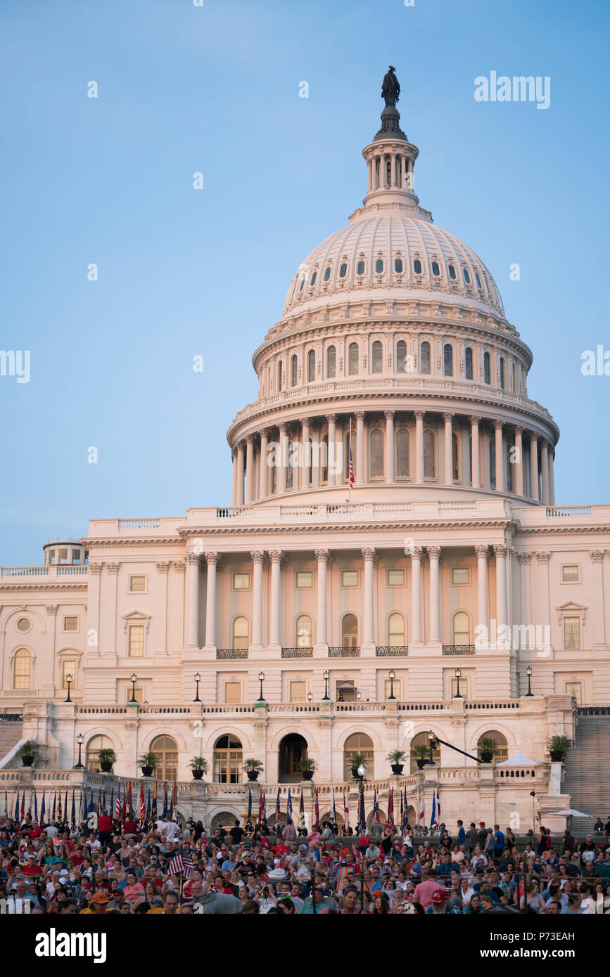 Washington, D.C., USA, 03. Juli 2018, Proben für die PBS-Kapital 4. Juli zeigen, Jensen Sutta Credit: Jensen Sutta/Alamy leben Nachrichten Stockfoto