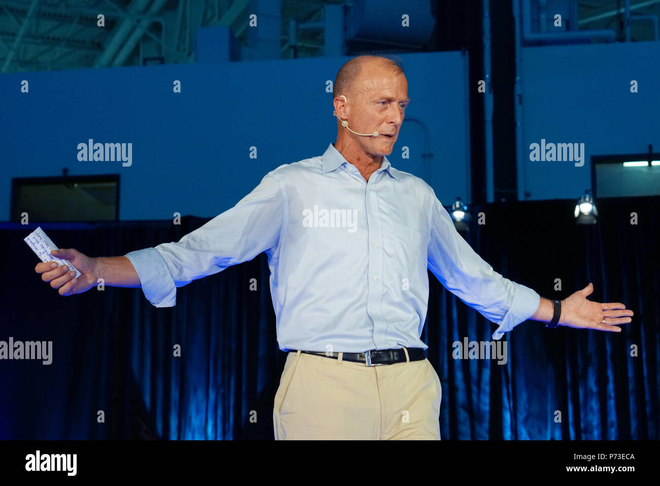 Mirabel, Kanada, 4. Juli 2018. Airbus CEO Tom Enders bei der Bekanntgabe der Partnerschaft von Airbus und der C-Serie von Bombardier jet. Credit: Mario Beauregard/Alamy leben Nachrichten Stockfoto