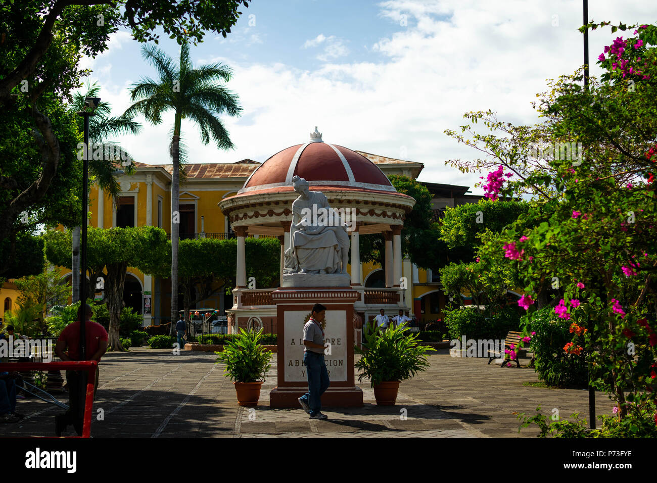 Granada, Nicaragua. Februar 7, 2018. Ein Blick auf die Statue im Central Park von Granada, Nicaragua Stockfoto