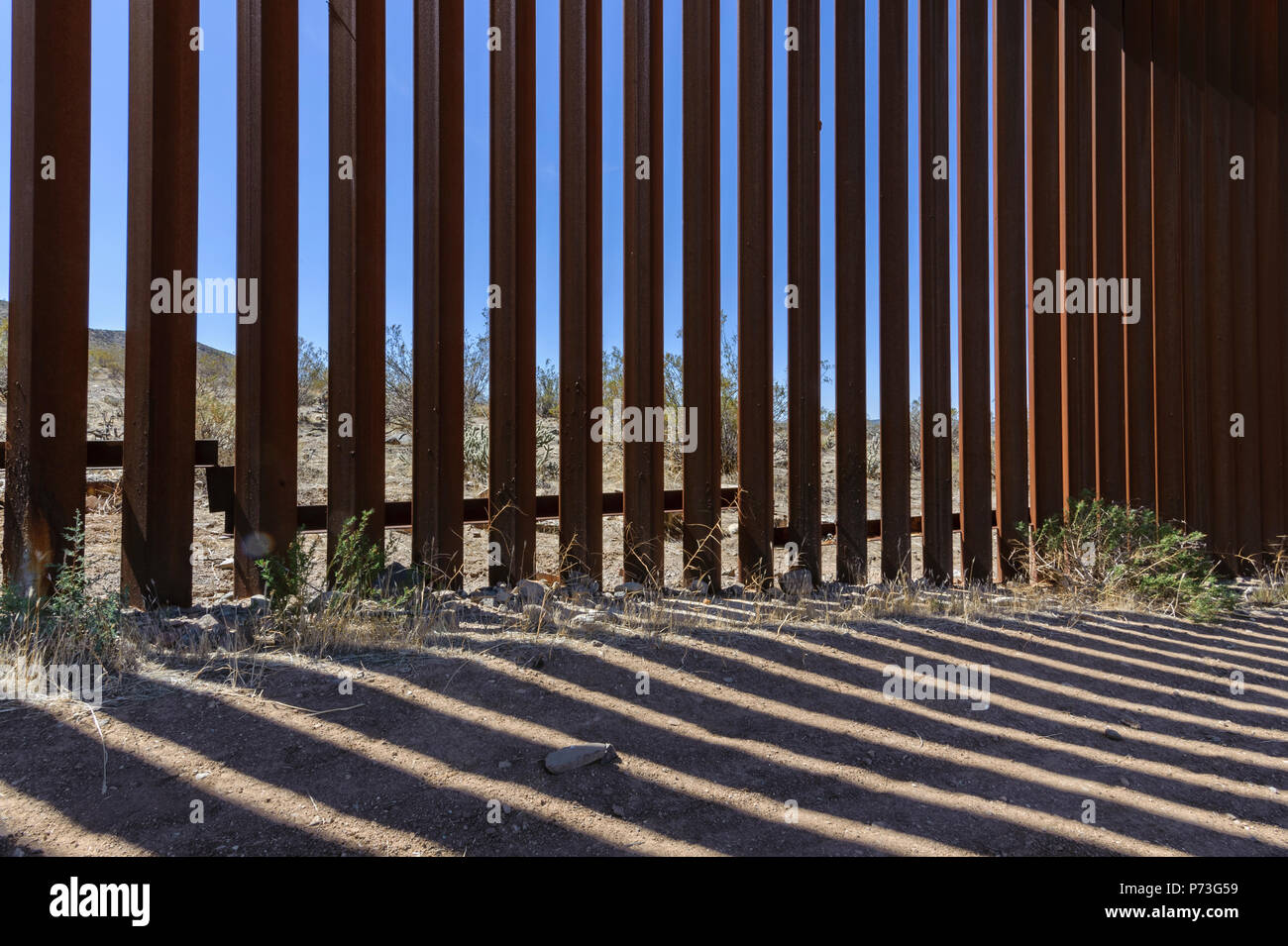 United States Grenzzaun, personensperre Detail, von US-Seite gesehen., jacumba Kalifornien, April 2018 Stockfoto