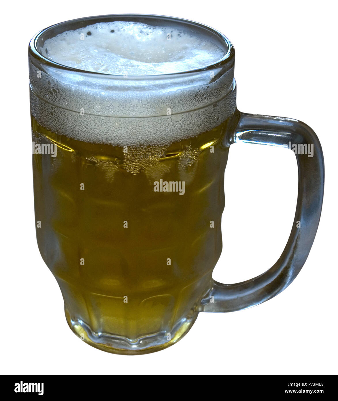 Ein Glas helles Bier mit Schaum Stockfoto