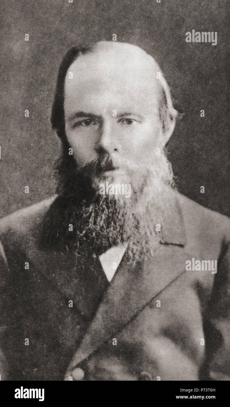 Fjodor Michailowitsch Dostojewski, 1821-1881, aka Dostojewski. Russische Schriftsteller, kurze Geschichte der Schriftsteller, Essayist, Publizist und Philosoph. Nach einer zeitgenössischen Print. Stockfoto