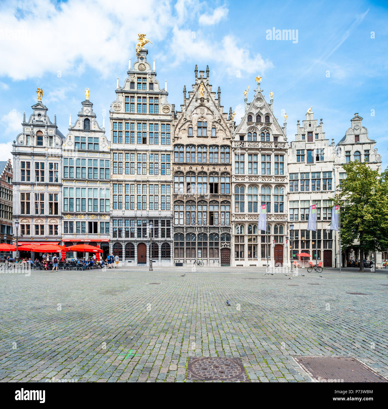Belgien, Antwerpen, Gilden-Hallen auf dem großen Marktplatz Stockfoto