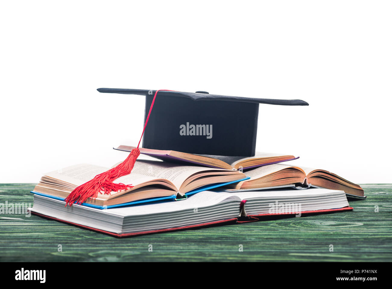 Bücher mit skalenhaube oben öffnen Stockfoto