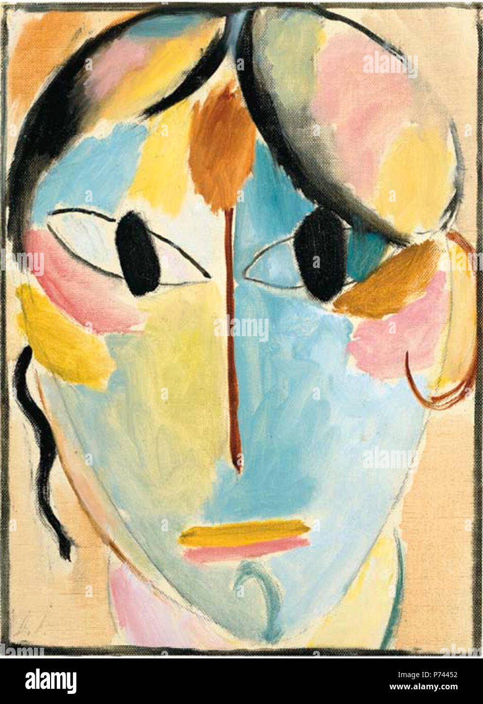 English: Mystischer Kopf. Rückseite: 'H.G. 1917 N 24A Jawlensky 1917 St Prex". Öl auf Karton. 35 x 26 cm. 1917 3 Alexej von Jawlensky Mystischer Kopf 1917 Stockfoto