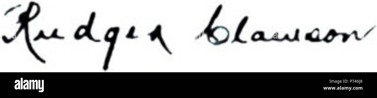 Englisch: Unterschrift der Rudger Clawson, ein Führer in der Kirche Jesu Christi der Heiligen der Letzten Tage (LDS Kirche). Clawson war ein Mitglied des Kollegiums der Zwölf Apostel von 1921 bis zu seinem Tod, Präsident des Kollegiums der Zwölf Apostel vom 17. März 1921 bis 21. Juni 1943 und Mitglied der Ersten Präsidentschaft vom 6. Oktober 1901 bis 10. Oktober 1901. Vor dem 18.06.21, 1943 44 Rudger Clawson Signatur Stockfoto