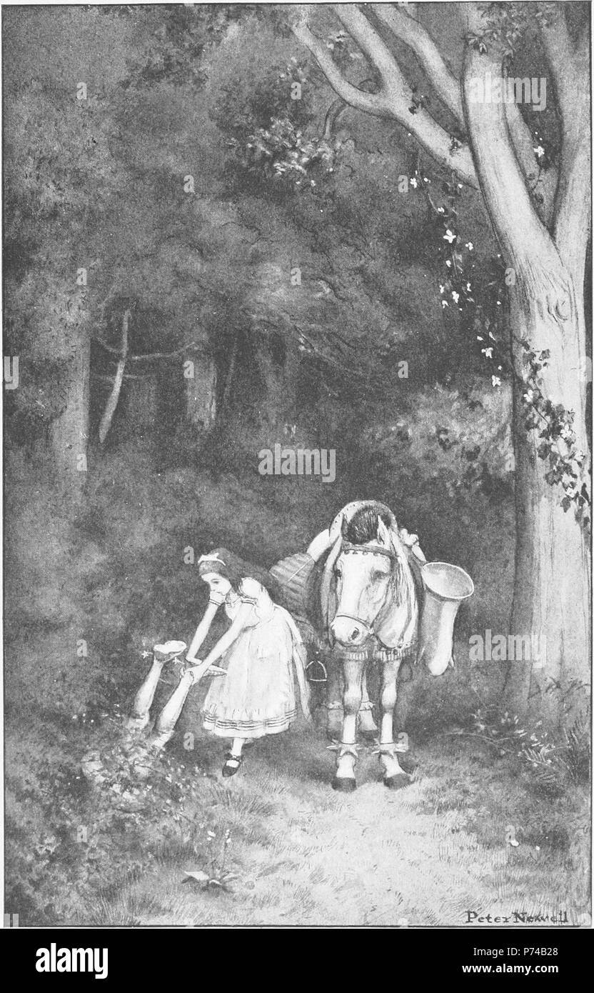 Englisch: ''Wie kann man auf so sprechen leise, Kopf nach unten''. Abbildung von Peter Newell, "Durch das Schauen-glas und was Alice dort fand", Kapitel "Es ist meine eigene Erfindung". 1902 185 Peter Newell - Durch den Spiegel und was Alice dort fand 1902 - Seite 162 Stockfoto