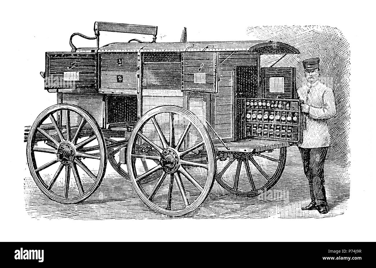 Ärztlicher Dienst, die Ambulanz eines Krankenhauses, 1870, Deutschland, digital verbesserte Reproduktion von einem ursprünglichen Drucken aus dem Jahr 1881 Stockfoto