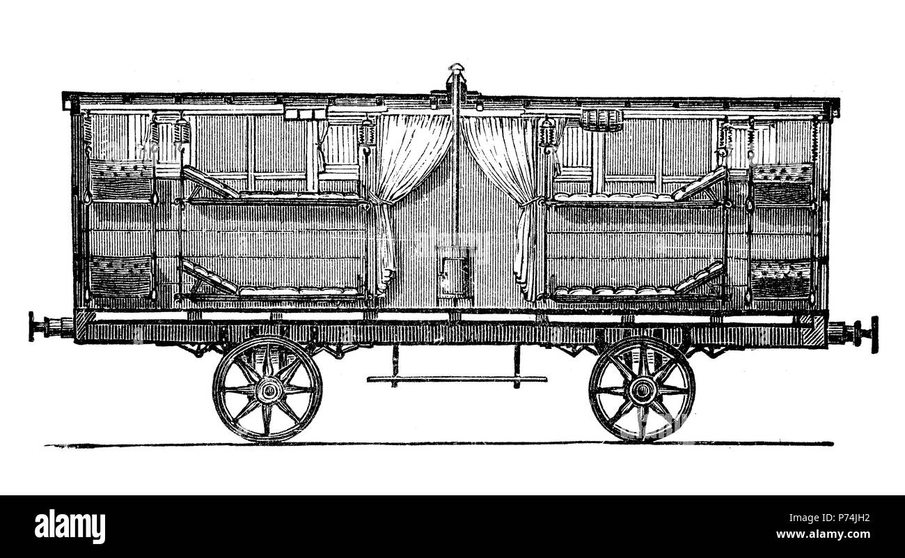 Ärztlicher Dienst, Ambulanz der 10 Preußischen medizinische Zug, 1870, digital verbesserte Reproduktion von einem ursprünglichen Drucken aus dem Jahr 1881 Stockfoto