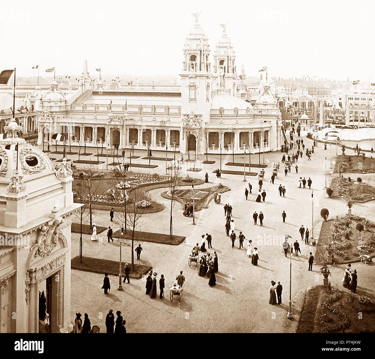 Die britische Palast der Angewandten Kunst, der französisch-britischen Ausstellung in der Weißen Stadt, London, 1908 Stockfoto