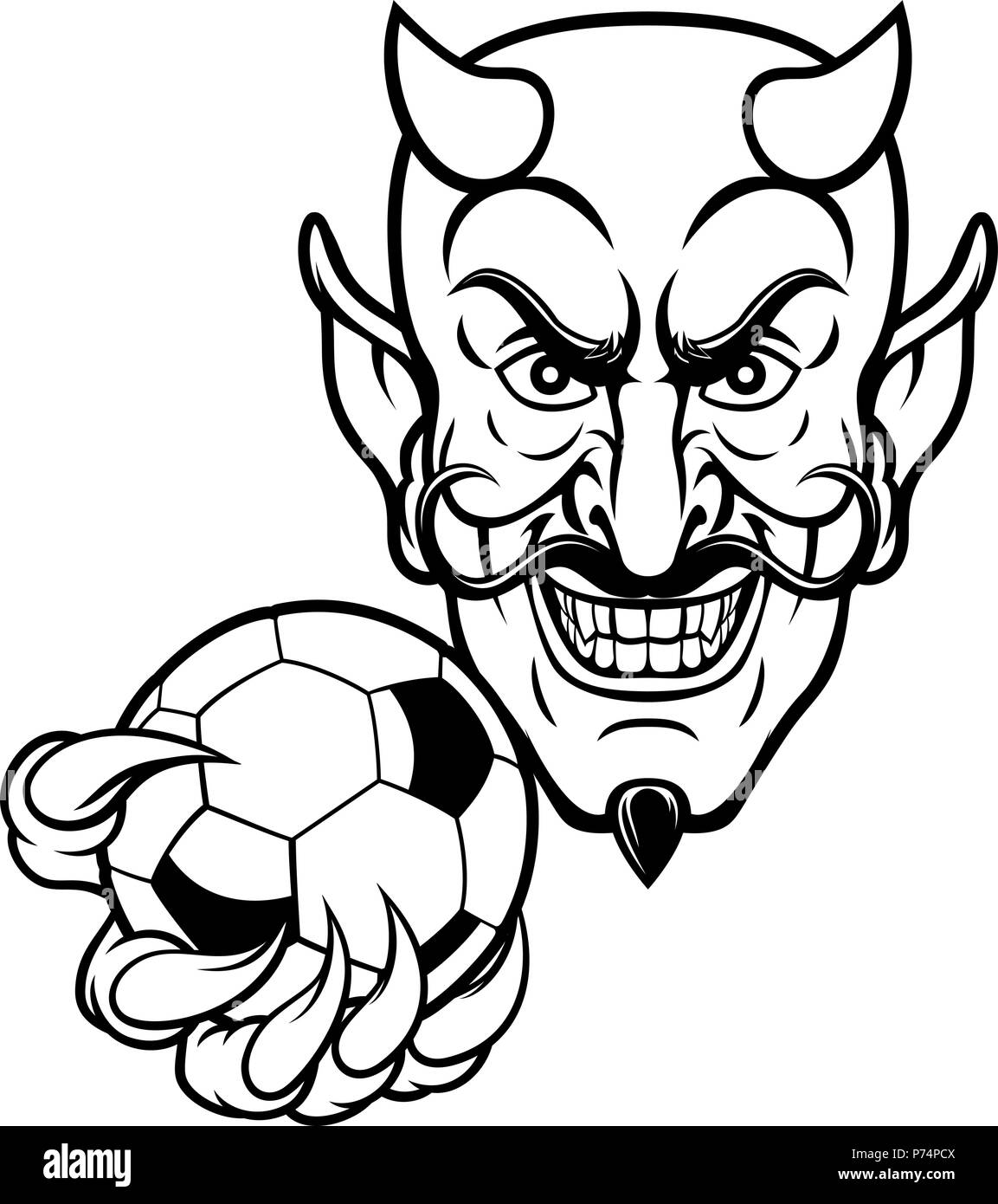 Teufel Fussball Maskottchen Stock Vektorgrafik Alamy