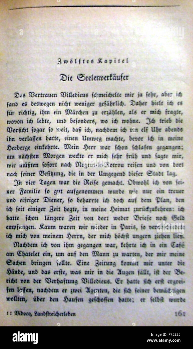 . Vidocqs Landstreicherleben - Denkwürdigkeiten des Mannes mit hundert Namen. Deutsch: Dies ist ein Scan des Buches: Deutsch: Dies ist ein Scan des Dokuments:. N/A52 Landstreicherleben 161 Stockfoto
