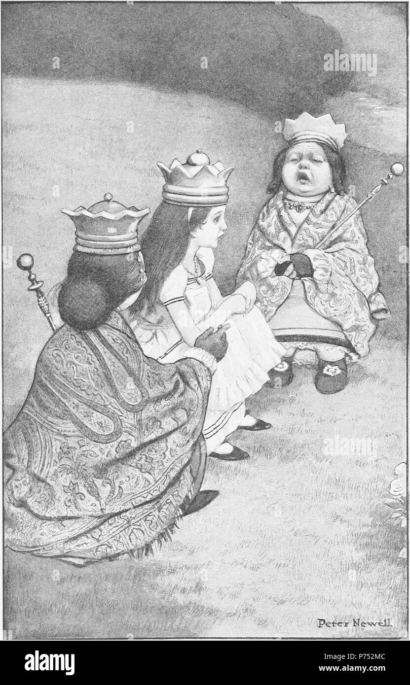 Englisch: "Er ist in diesem Zustand des Geistes', sagte die Weiße Königin, "dass sie will etwas ''verweigern. Abbildung von Peter Newell, "Durch das Schauen-glas und was Alice dort fand", Kapitel "Königin Alice'. 1902 185 Peter Newell - Durch den Spiegel und was Alice dort fand 1902 - Seite 178 Stockfoto