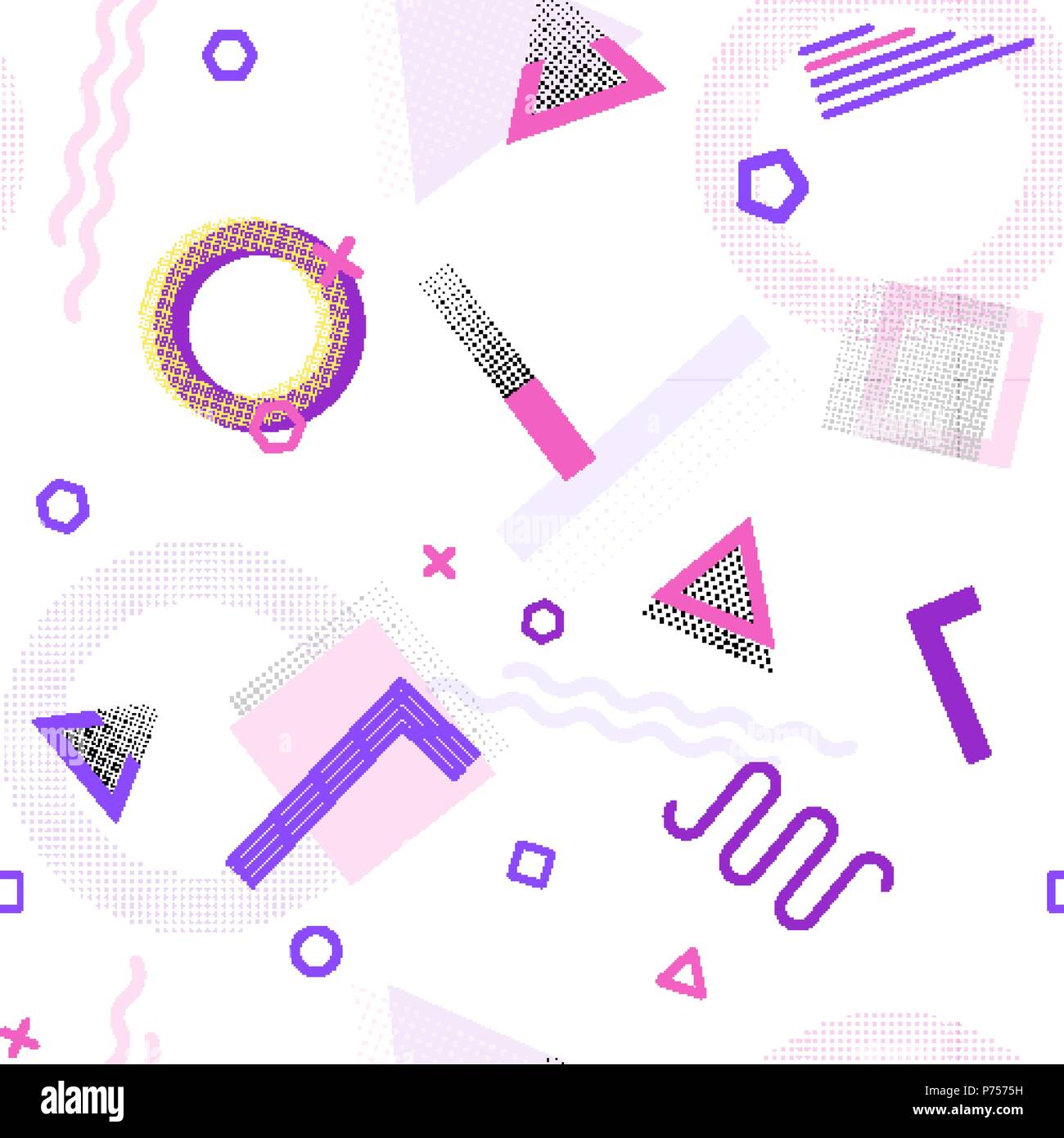 Nahtlose Muster mit einem retro Memphis Elemente Stock Vektor