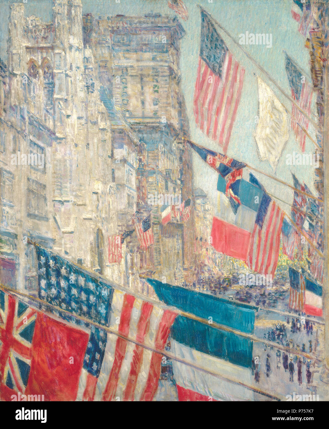 Malerei; Öl auf Leinwand; gesamt: 92,7 x 76,8 cm (36 1/2 x 30 1/4 in.) gerahmt: 110,8 x 94,3 x 6,4 cm (43 5/8 x 37 1/8 x 2 1/2 in.); 26 Childe Hassam - Verbündeten Tag Stockfoto