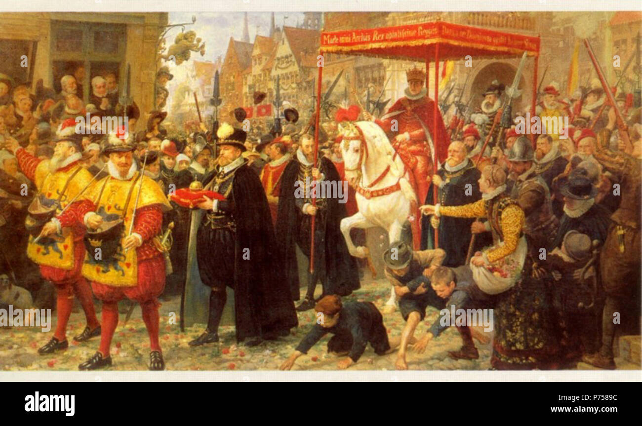 . Christian d. 4. Die kroning 1596 1887 29 Krönung von Christian IV. im Jahr 1596 Stockfoto