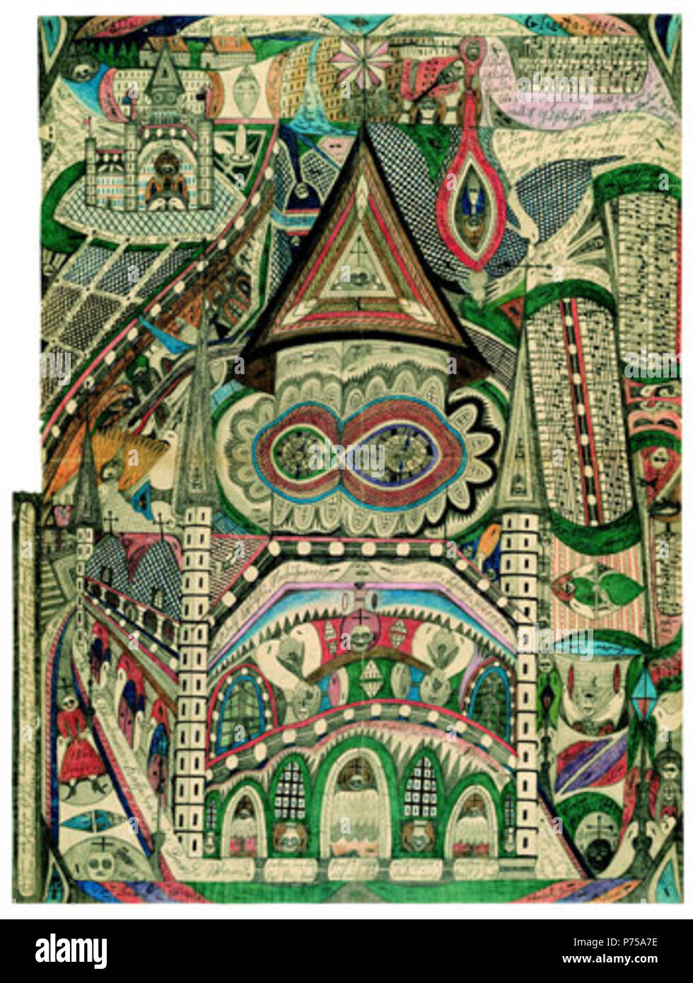 7 Adolf Wölfli sterben Skt-Wandanna-Kathedrale in Band-Wand Stockfoto