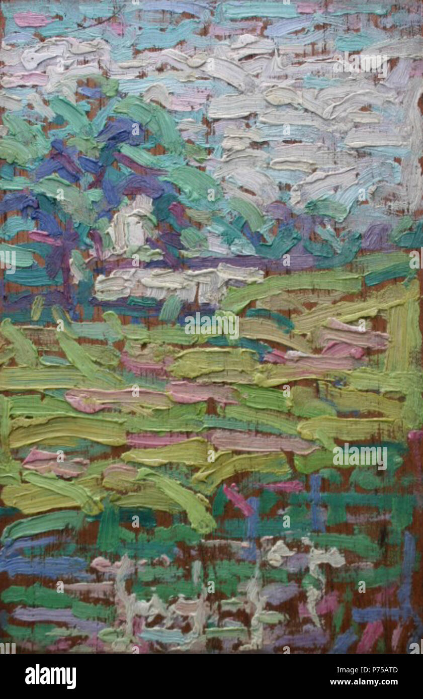 Englisch: Landschaft Skizze von Hugh Henry Breckenridge, 8x 5,2 Zoll (20,3 x 13,2 cm), Öl an Bord. 19' Landschaft Skizze' von Hugh Henry Breckenridge Stockfoto