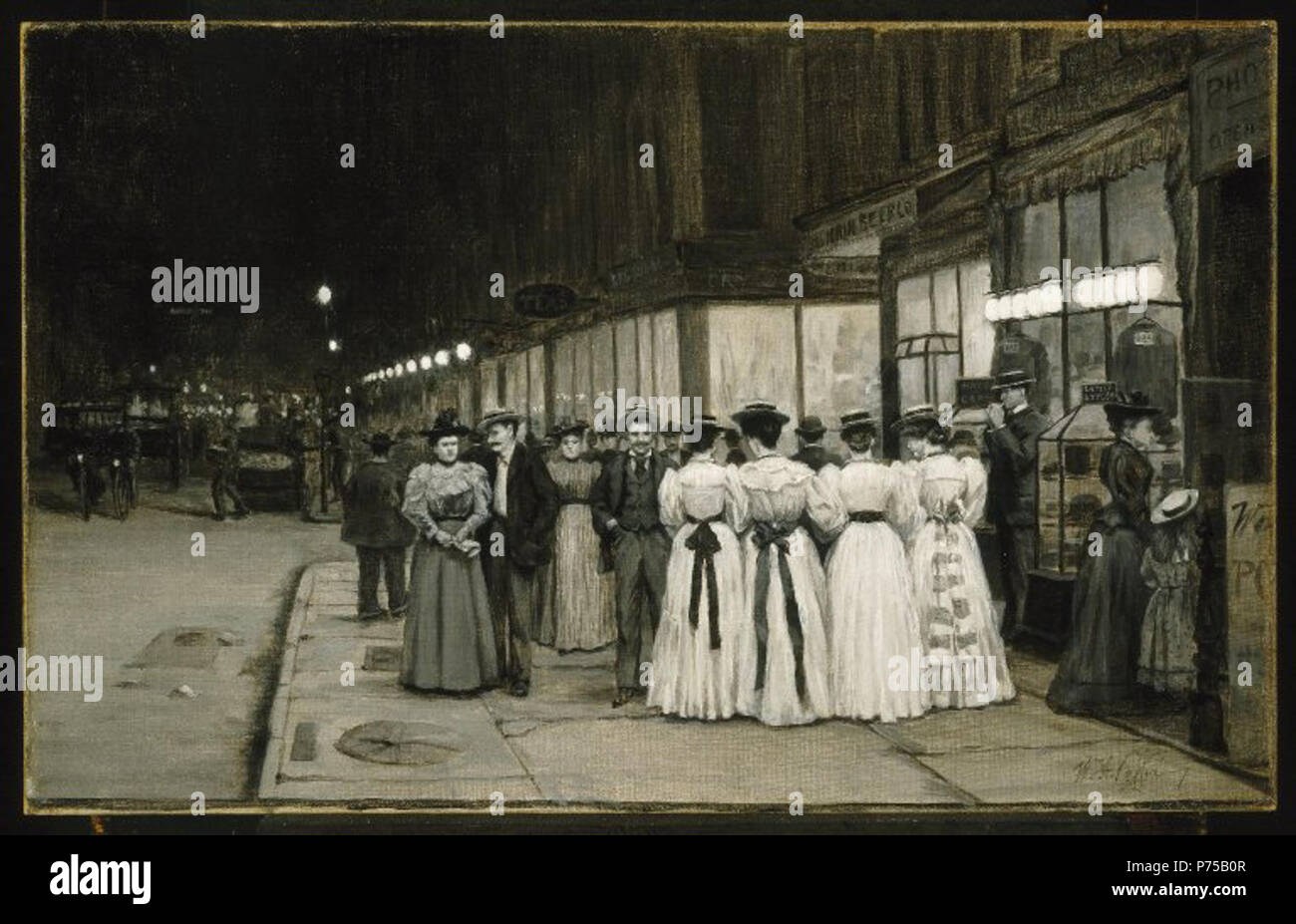 . Samstag Nacht im August - Eighth Avenue zwischen 1895 und 1905 19 Brooklyn Museum - Samstag Nacht im August - Eighth Avenue - William Anderson Sarg - insgesamt Stockfoto