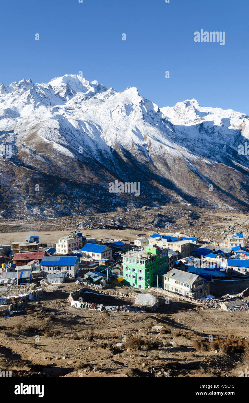 Himalayan Dorf Kyanjin Gompa, Langtang Tal, Nepal Stockfoto