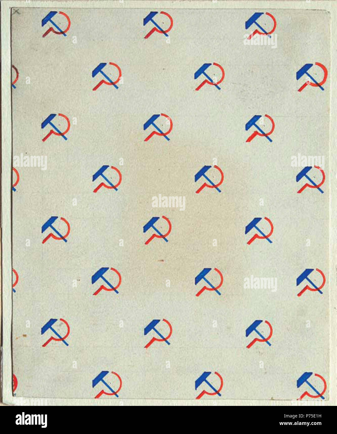 :, Deutsch: Textile Design 1923 - 4 Gouache auf Papier, 115 x 92 mm Private Sammlung. 1924 120 Stoffdesigns von Popowa, 04. Stockfoto