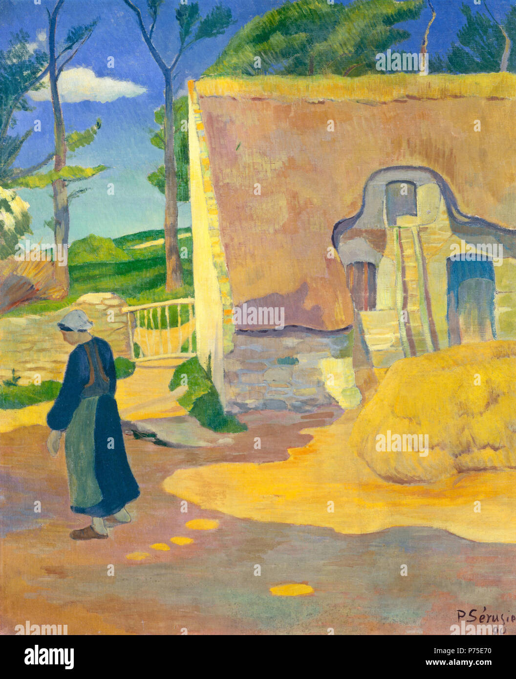 Malerei; Öl auf Leinwand; insgesamt: 72 x 60 cm (28 3/8 x 23 5/8 in.) gerahmt: 101,6 x 88,9 x 7,6 cm (40 x 35 x 3 in.); 121 Bauernhaus in Le Pouldu 1890 Paul Serusier Stockfoto