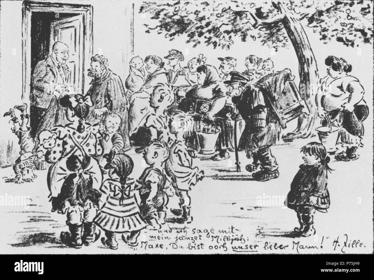 Deutsch: Zille und sein 'Milljöh' gratulieren Max Liebermann. (Originaltext: 1927) 156 Liebermann Zille Stockfoto