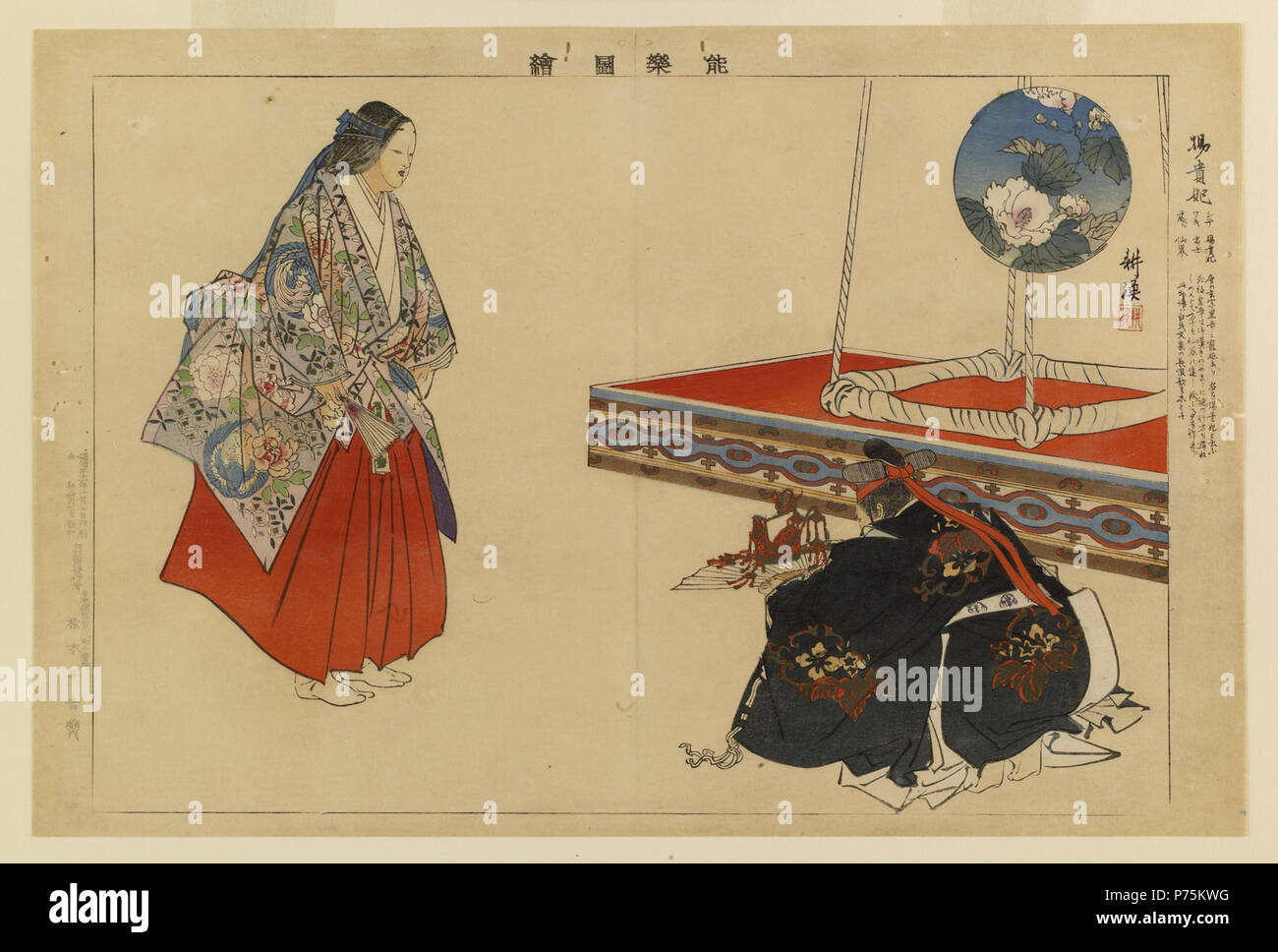 Sakamaki Kogyo (Japanisch, 1869-1927). "Nogaku zue", 1898. Pigmente auf maulbeerpapier. Walters Art Museum (95.242): Geschenk des Herrn und Frau C.R. Snell, jr., 1989. 163 Matsuke Heikichi - Nogaku zue - Walters 95242 Stockfoto