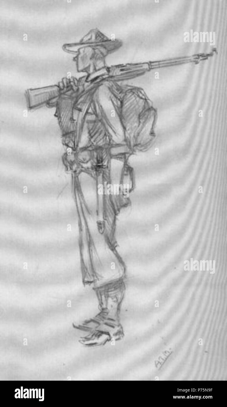 Englisch: Marine ausgestattet, Tinte Zeichnung von Arman Manookian, Honolulu Akademie der Künste. 1920 s175 bestechen Marine Stockfoto