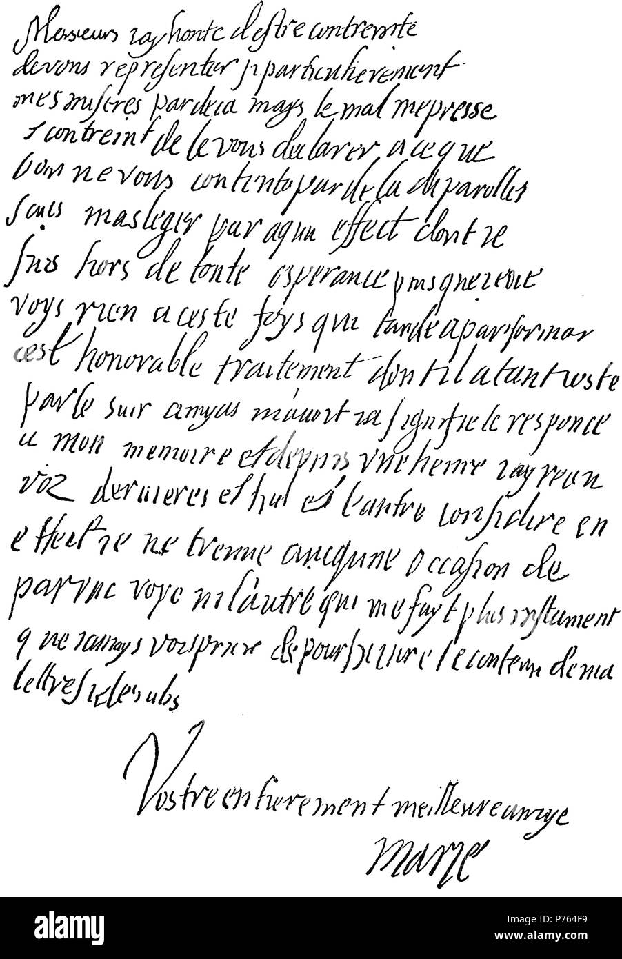 Faksimile von einem Text von Maria Stuart auf ein Schreiben an den französischen Botschafter in England, Autograph, 1881 Stockfoto