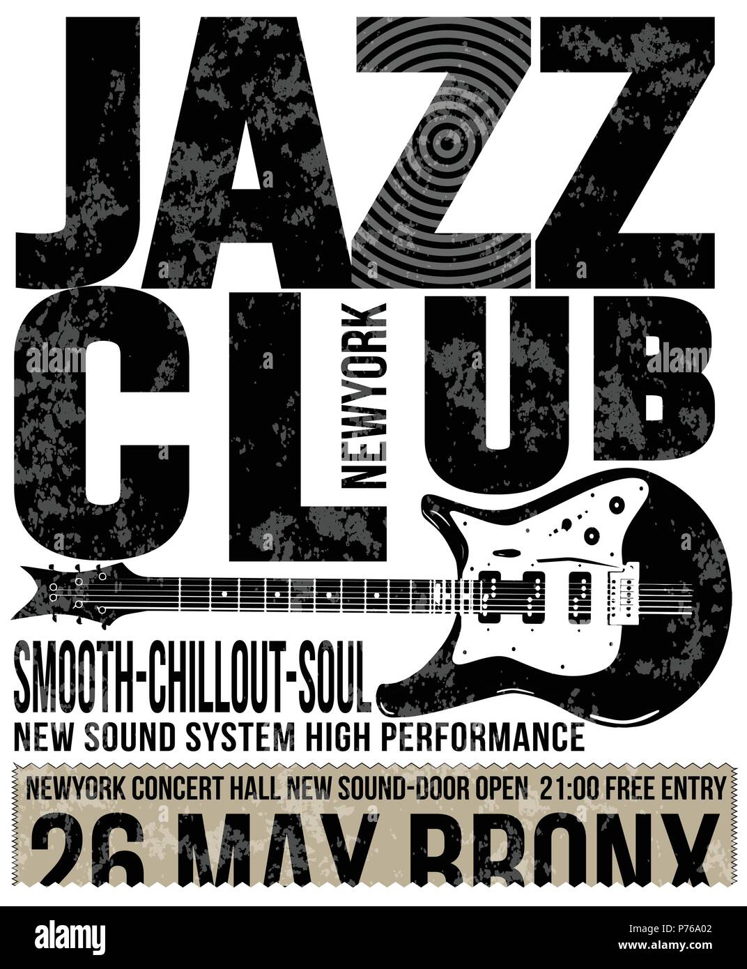 Jazz Club Konzert Musik Poster Design T-Grafik Stock Vektor