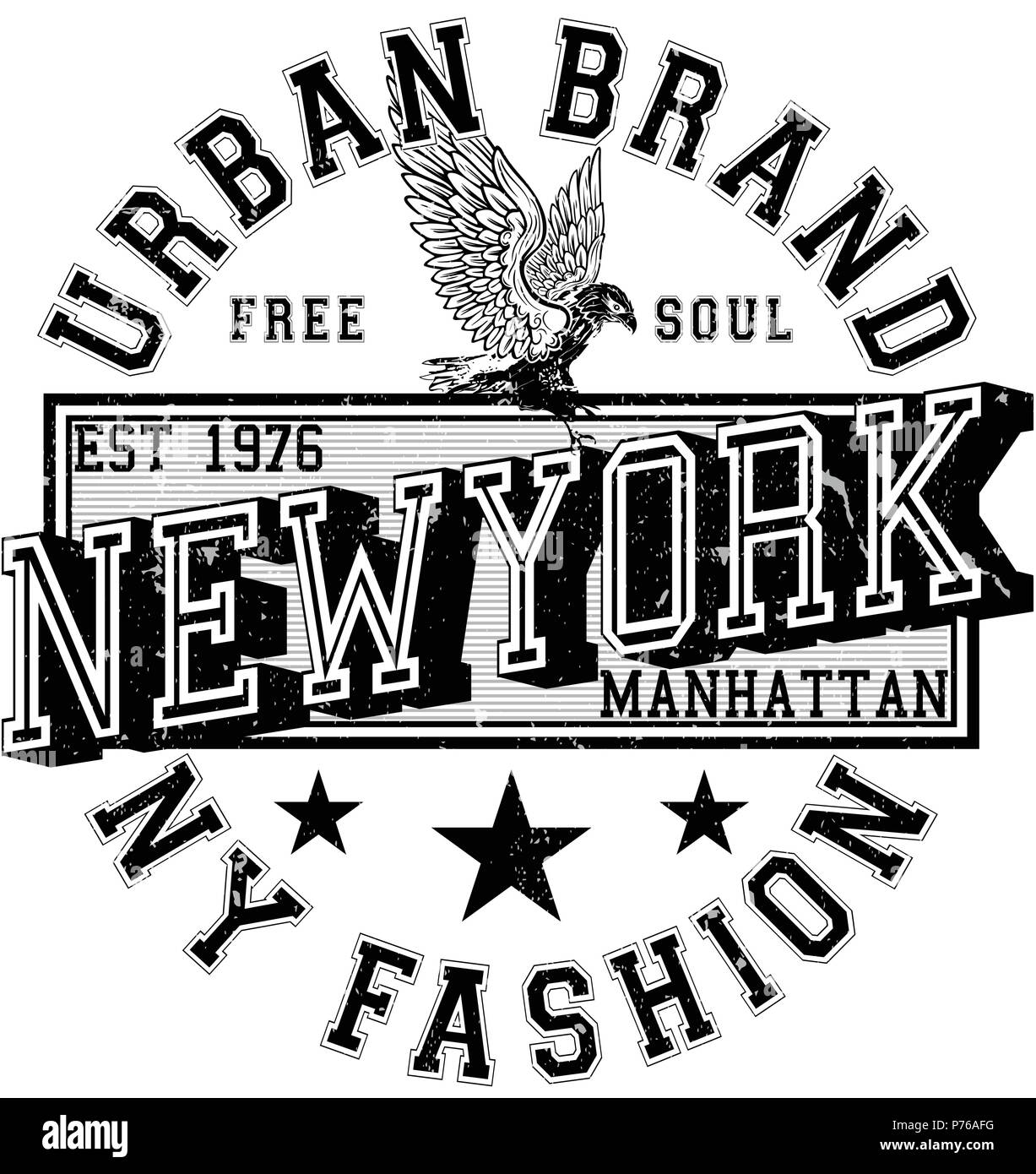 New York Fashion T-Stück Typografie grafik design Stock Vektor