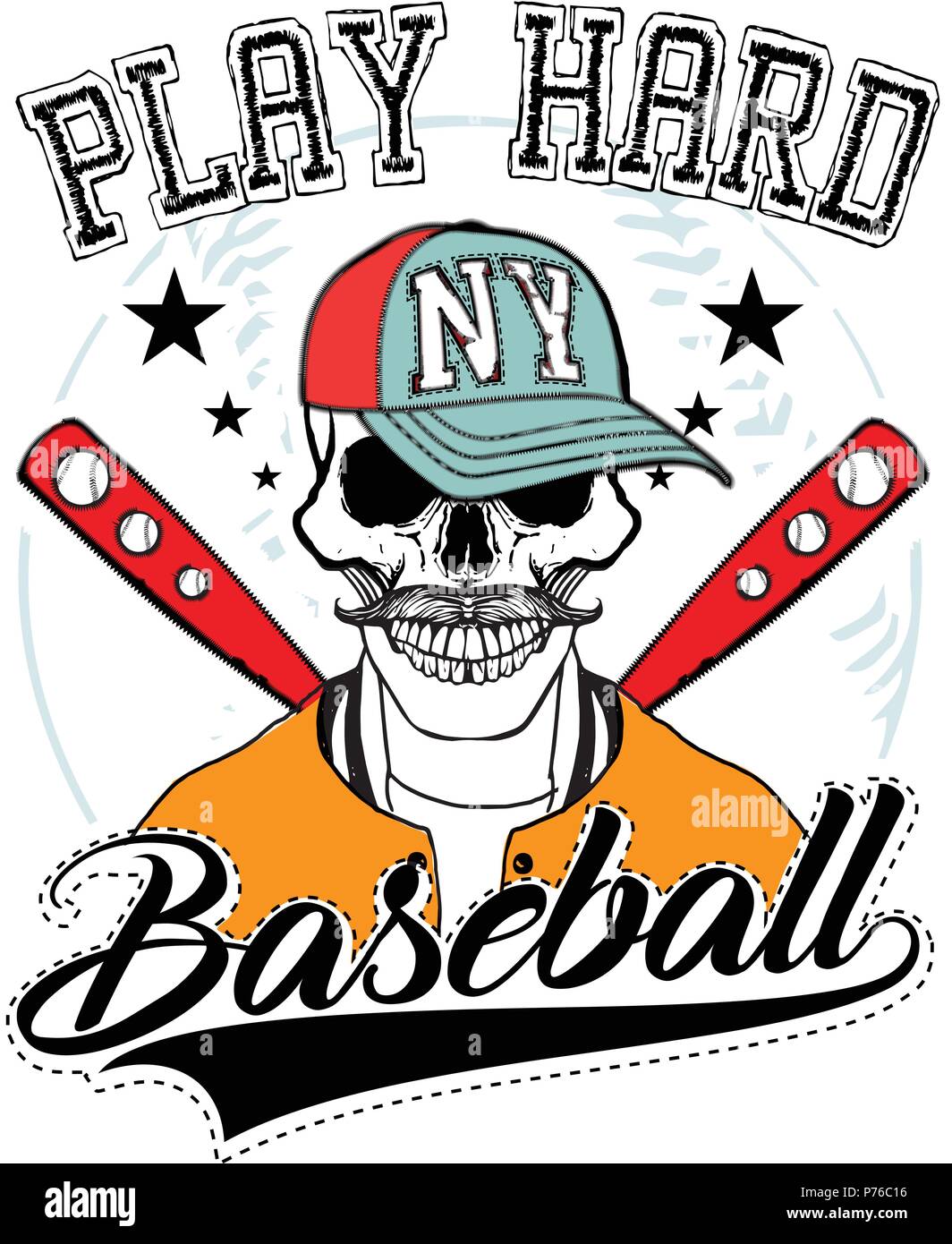 Baseball logo Totenkopf Mode Stock Vektor