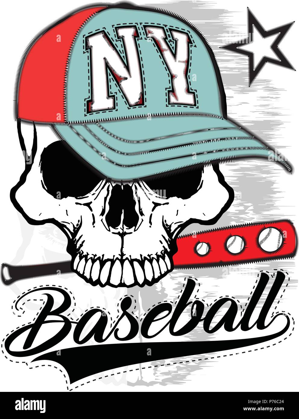 Baseball logo Totenkopf Mode Stock Vektor