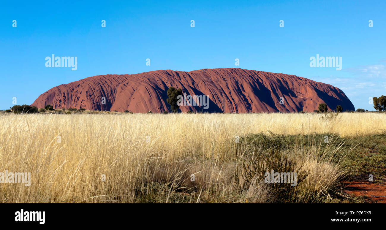 Blick auf Uluru, in der uluṟu-Kata Tjuṯa National Park, Northern Territory, Australien. Stockfoto