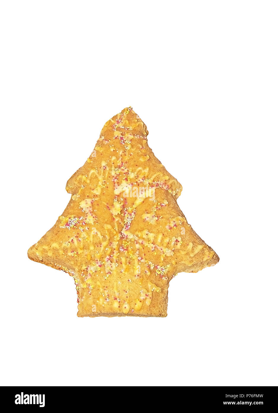 Weihnachten Kaffee Kuchen softcake in der Form eines Weihnachtsbaumes isoliert auf Weiss. Stockfoto